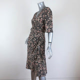 Isabel Marant Dress Arodie Black/Cream Ruched Printed Stretch Silk Size 38 available at CelebrityOwned.com img_2