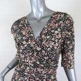Isabel Marant Dress Arodie Black/Cream Ruched Printed Stretch Silk Size 38 available at CelebrityOwned.com img_3