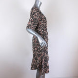 Isabel Marant Dress Arodie Black/Cream Ruched Printed Stretch Silk Size 38 available at CelebrityOwned.com img_5