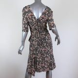 Isabel Marant Dress Arodie Black/Cream Ruched Printed Stretch Silk Size 38 available at CelebrityOwned.com img_6