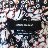 Isabel Marant Dress Arodie Black/Cream Ruched Printed Stretch Silk Size 38 available at CelebrityOwned.com img_7