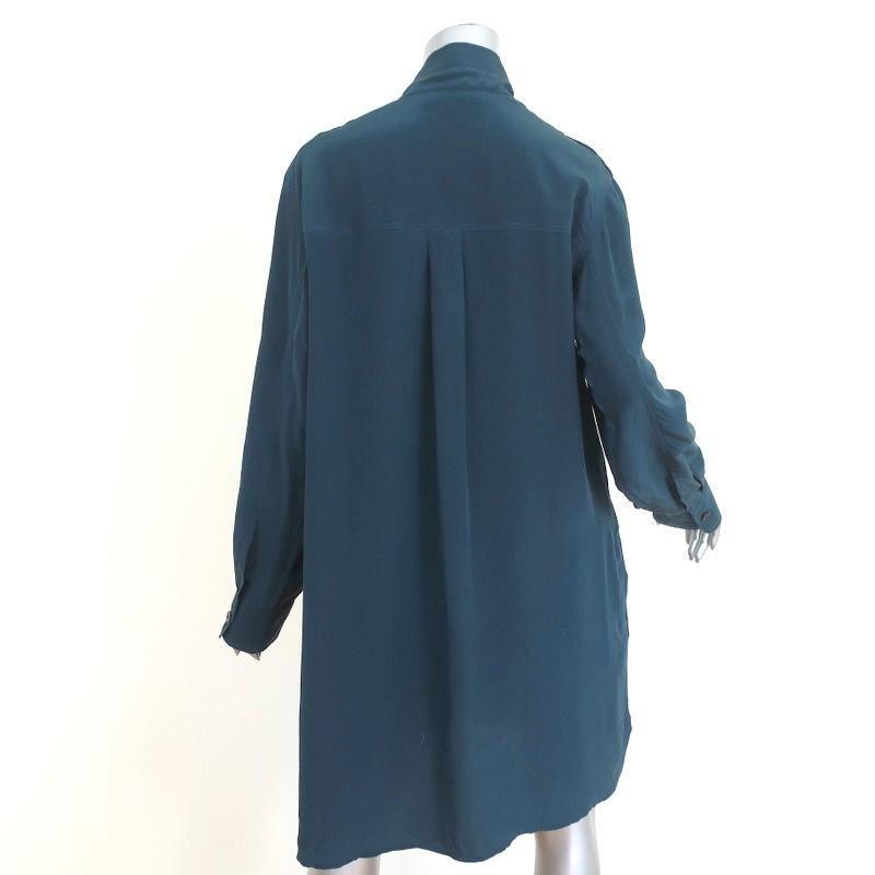 Isabel Marant Dress Teal Silk Size 1 Long Sleeve Buckle-Neck-img_[image_position} from CelebrityOwned.com