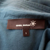 Isabel Marant Dress Teal Silk Size 1 Long Sleeve Buckle-Neck-img_[image_position} from CelebrityOwned.com