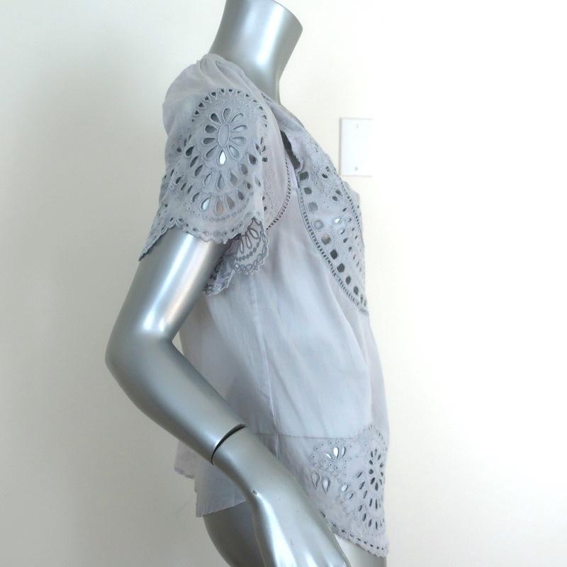 Isabel Marant Etoile Blouse Arthel Light Blue Broderie Anglaise Top Size 0 available at CelebrityOwned.com img_4