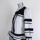 Isabel Marant Etoile Blouse Ritz Black & White Cotton Size 40 Ruffle-Trim Top available at CelebrityOwned.com img_2