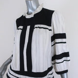 Isabel Marant Etoile Blouse Ritz Black & White Cotton Size 40 Ruffle-Trim Top available at CelebrityOwned.com img_3
