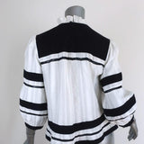 Isabel Marant Etoile Blouse Ritz Black & White Cotton Size 40 Ruffle-Trim Top available at CelebrityOwned.com img_5