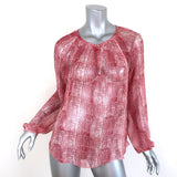 Isabel Marant Etoile Blouse Zinya Red Printed Chiffon Size 38 Long Sleeve Top available at CelebrityOwned.com img_1
