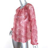 Isabel Marant Etoile Blouse Zinya Red Printed Chiffon Size 38 Long Sleeve Top available at CelebrityOwned.com img_3