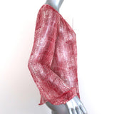Isabel Marant Etoile Blouse Zinya Red Printed Chiffon Size 38 Long Sleeve Top available at CelebrityOwned.com img_4