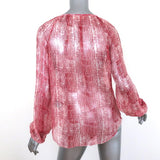 Isabel Marant Etoile Blouse Zinya Red Printed Chiffon Size 38 Long Sleeve Top available at CelebrityOwned.com img_5
