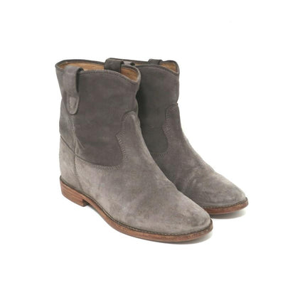 Isabel Marant Etoile Crisi Ankle Boots Gray Suede Size 38 Hidden-Wedge Booties available at CelebrityOwned.com img_1