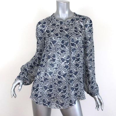 Isabel Marant Etoile Cutout Blouse Presley Blue Floral Print Chiffon Size 38 available at CelebrityOwned.com img_1