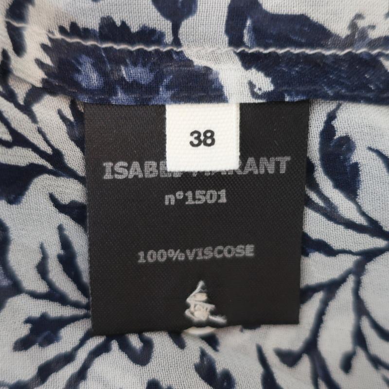 Isabel Marant Etoile Cutout Blouse Presley Blue Floral Print Chiffon Size 38 available at CelebrityOwned.com img_7