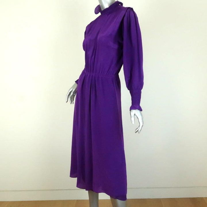 Isabel Marant Etoile Dress Yescott Purple Silk Size 38 Ruffle-Neck Midi NEW available at CelebrityOwned.com img_3