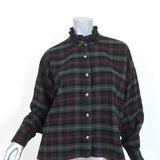 Isabel Marant Etoile Ilaria Plaid Flannel Shirt Size 38 Ruffle Neck Top available at CelebrityOwned.com img_1