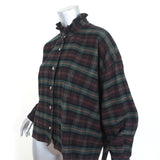 Isabel Marant Etoile Ilaria Plaid Flannel Shirt Size 38 Ruffle Neck Top available at CelebrityOwned.com img_3