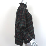 Isabel Marant Etoile Ilaria Plaid Flannel Shirt Size 38 Ruffle Neck Top available at CelebrityOwned.com img_4