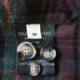 Isabel Marant Etoile Ilaria Plaid Flannel Shirt Size 38 Ruffle Neck Top available at CelebrityOwned.com img_8