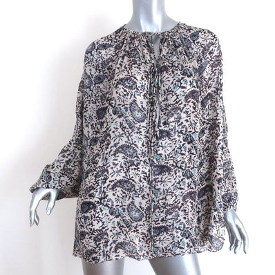 Isabel Marant Etoile Lace-Up Blouse Liliana White/Blue Paisley Print Size 36-img_[image_position} from CelebrityOwned.com