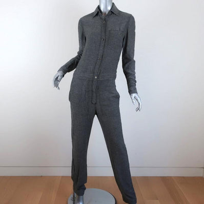 Isabel Marant Etoile Long Sleeve Jumpsuit Peters Gray Gabardine Size 34 available at CelebrityOwned.com img_1