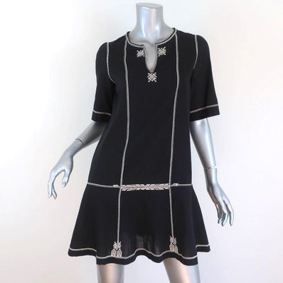 Isabel Marant Etoile Mini Dress Relly Black Embroidered Cotton Size 36 available at CelebrityOwned.com img_1