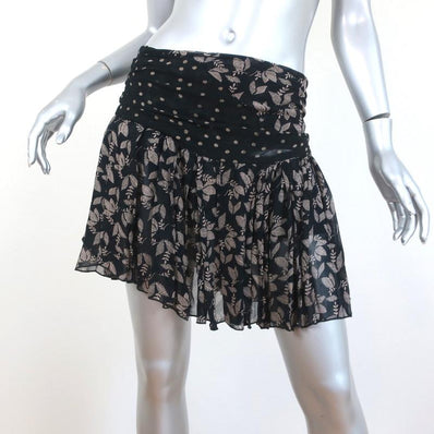 Isabel Marant Etoile Mini Skirt Prune Black Printed Georgette Size 40 available at CelebrityOwned.com img_1