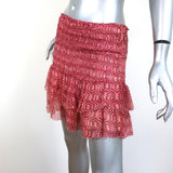 Isabel Marant Etoile Mini Skirt Zelia Red Smocked Printed Silk Chiffon Size 42 available at CelebrityOwned.com img_2