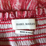 Isabel Marant Etoile Mini Skirt Zelia Red Smocked Printed Silk Chiffon Size 42 available at CelebrityOwned.com img_5