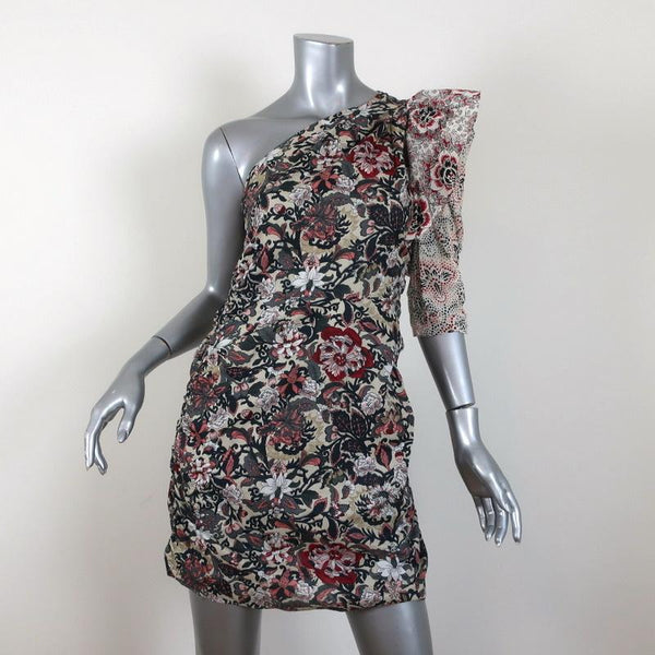 Isabel Marant Etoile One Shoulder Mini Dress Lilia Mixed Floral Print ...