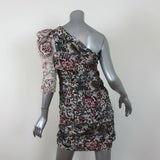 Isabel Marant Etoile One Shoulder Mini Dress Lilia Mixed Floral Print Size 38 available at CelebrityOwned.com img_5
