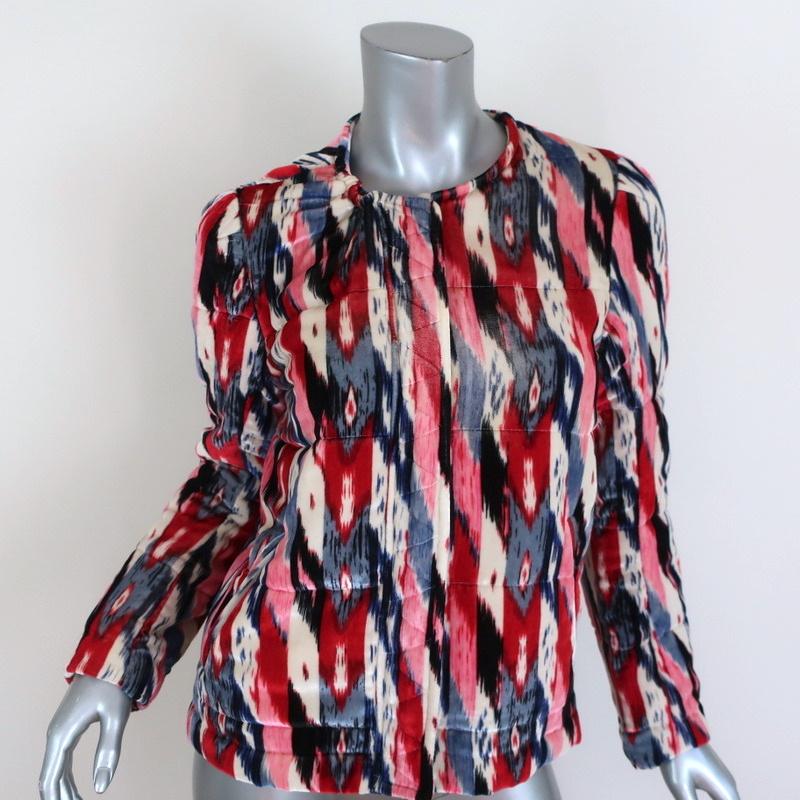 Isabel Marant Etoile Padded Jacket Lita Multicolor Printed Velvet Size 36 available at CelebrityOwned.com img_1
