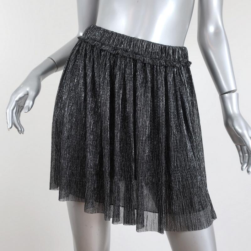 mm Uoverensstemmelse visuel Isabel Marant Etoile Pleated Mini Skirt Benedicte Silver Lurex Size 36 –  Celebrity Owned