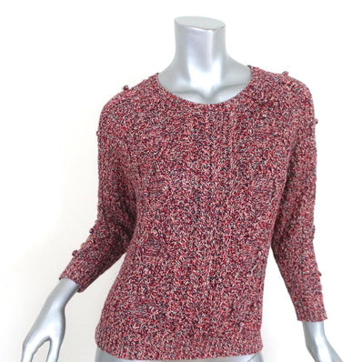 Isabel Marant Etoile Pom Pom Sweater Red Marled Knit Size 1 Crewneck Pullover available at CelebrityOwned.com img_1