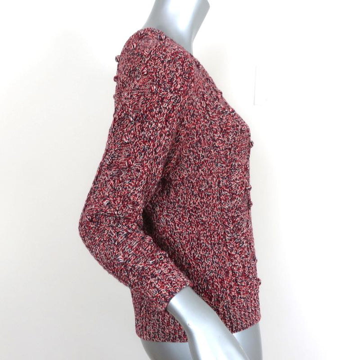 Isabel Marant Etoile Pom Pom Sweater Red Marled Knit Size 1 Crewneck Pullover available at CelebrityOwned.com img_4