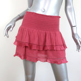 Isabel Marant Etoile Ruffle Mini Skirt Pink Smocked Cotton-Viscose Size 36 available at CelebrityOwned.com img_1