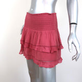 Isabel Marant Etoile Ruffle Mini Skirt Pink Smocked Cotton-Viscose Size 36 available at CelebrityOwned.com img_2