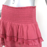 Isabel Marant Etoile Ruffle Mini Skirt Pink Smocked Cotton-Viscose Size 36 available at CelebrityOwned.com img_3