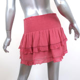 Isabel Marant Etoile Ruffle Mini Skirt Pink Smocked Cotton-Viscose Size 36 available at CelebrityOwned.com img_5