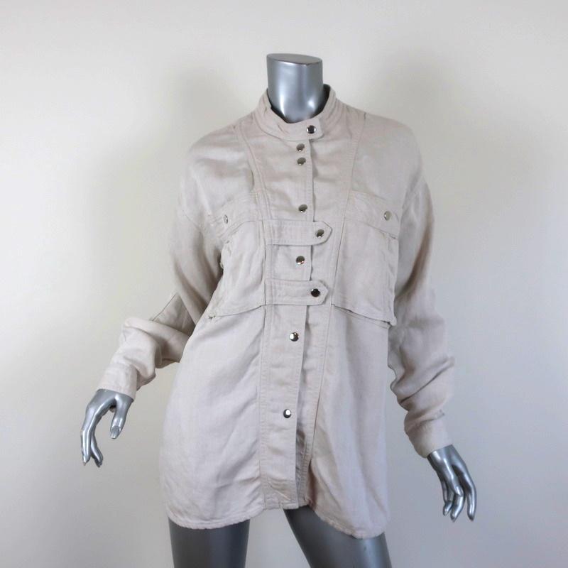 Isabel Marant Etoile Shirt Loaken Ecru Linen-Blend Size 38 Long Sleeve Top available at CelebrityOwned.com img_1