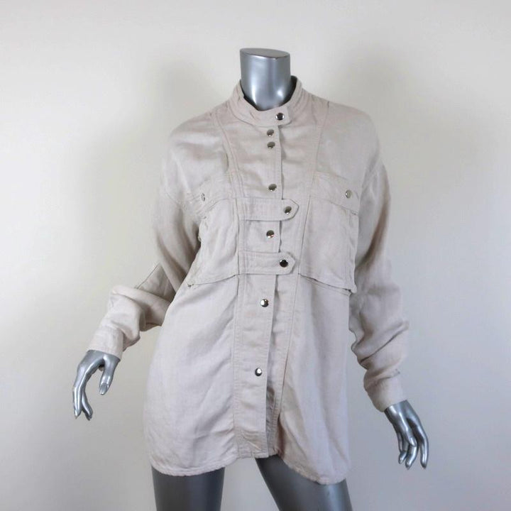 Isabel Marant Etoile Shirt Loaken Ecru Linen-Blend Size 38 Long Sleeve Top available at CelebrityOwned.com img_1