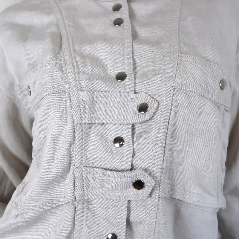 Isabel Marant Etoile Shirt Loaken Ecru Linen-Blend Size 38 Long Sleeve Top available at CelebrityOwned.com img_2