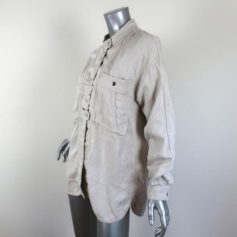 Isabel Marant Etoile Shirt Loaken Ecru Linen-Blend Size 38 Long Sleeve Top available at CelebrityOwned.com img_3