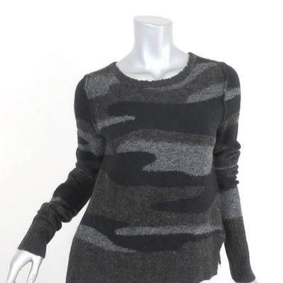 Isabel Marant Etoile Tie-Back Sweater Black/Gray Camouflage Alpaca Knit Size 40 available at CelebrityOwned.com img_1