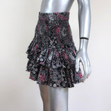 Isabel Marant Etoile Tiered Mini Skirt Naomi Black/Multi Printed Cotton Size 38 available at CelebrityOwned.com img_3