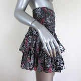 Isabel Marant Etoile Tiered Mini Skirt Naomi Black/Multi Printed Cotton Size 38 available at CelebrityOwned.com img_4