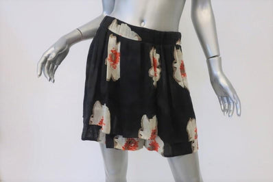 Isabel Marant Etoile Tiered Mini Skirt Rylan Black Floral Linen-Silk Size 42 available at CelebrityOwned.com img_1