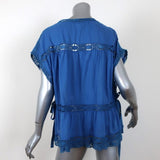 Isabel Marant Etoile Top Duffy Blue Crochet-Trim Cotton Size 34 Side-Tie Blouse available at CelebrityOwned.com img_5
