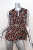 Isabel Marant Etoile Top Erney Black/Red Printed Cotton Blouse Size 36 available at CelebrityOwned.com img_1