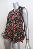 Isabel Marant Etoile Top Erney Black/Red Printed Cotton Blouse Size 36 available at CelebrityOwned.com img_4